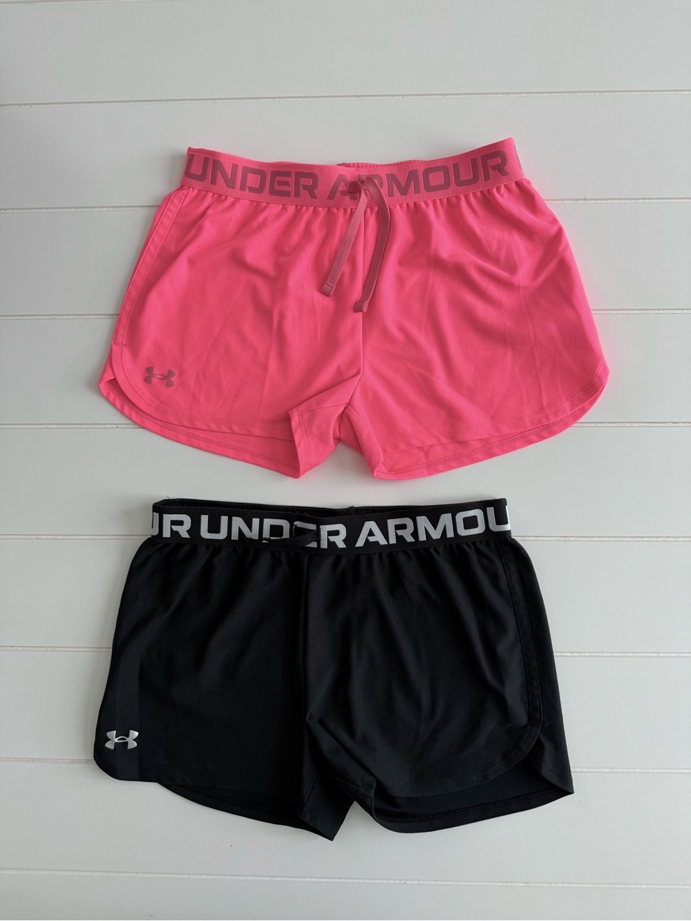 Under Armour Pink and Black Gorls Athletic Shorts Duo